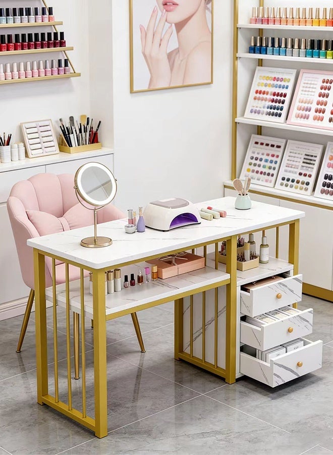 New Creative Nail Table for Nail Salons , Multifunctional Manicure Table with Storage and Open Shelves for Home,Workshop,Makeup Beauty Salon Workstation(100×40×76CM）